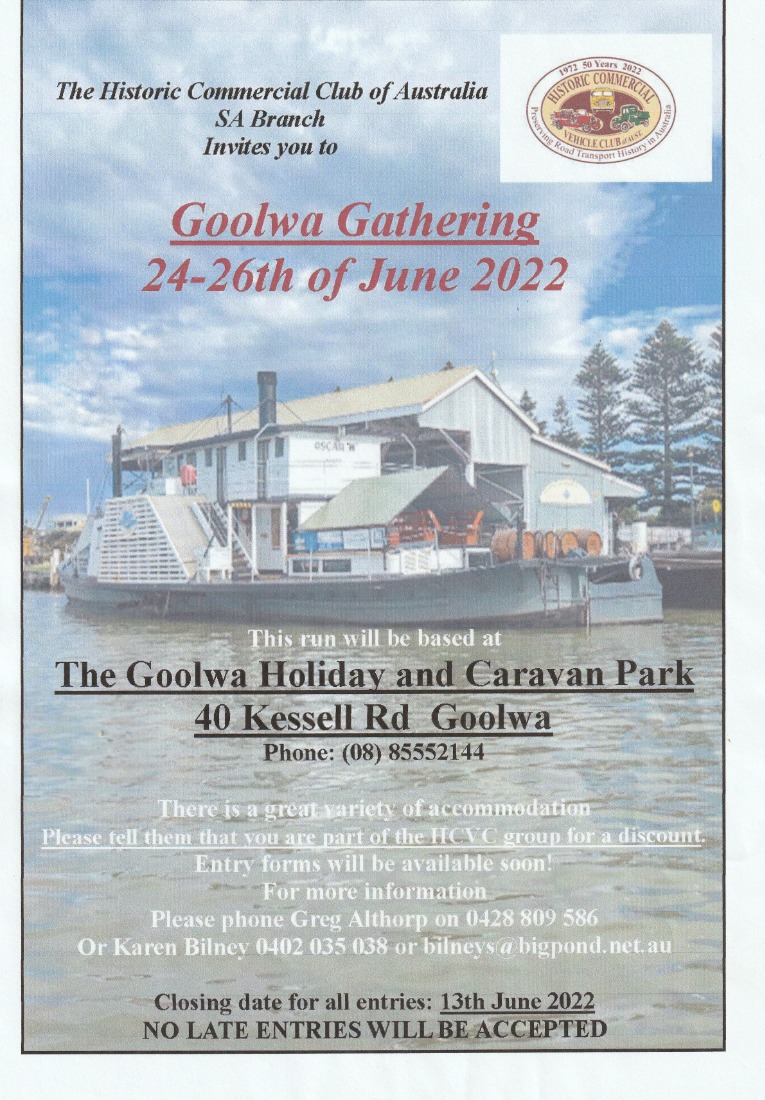 Goolwa Gathering 24th - 26th June 2022. HCVCA SA Branch